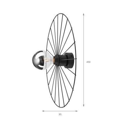 Φωτιστικό τοίχου MONTANA 1xE27/15W/230V διάμετρος 45 cm μαύρο