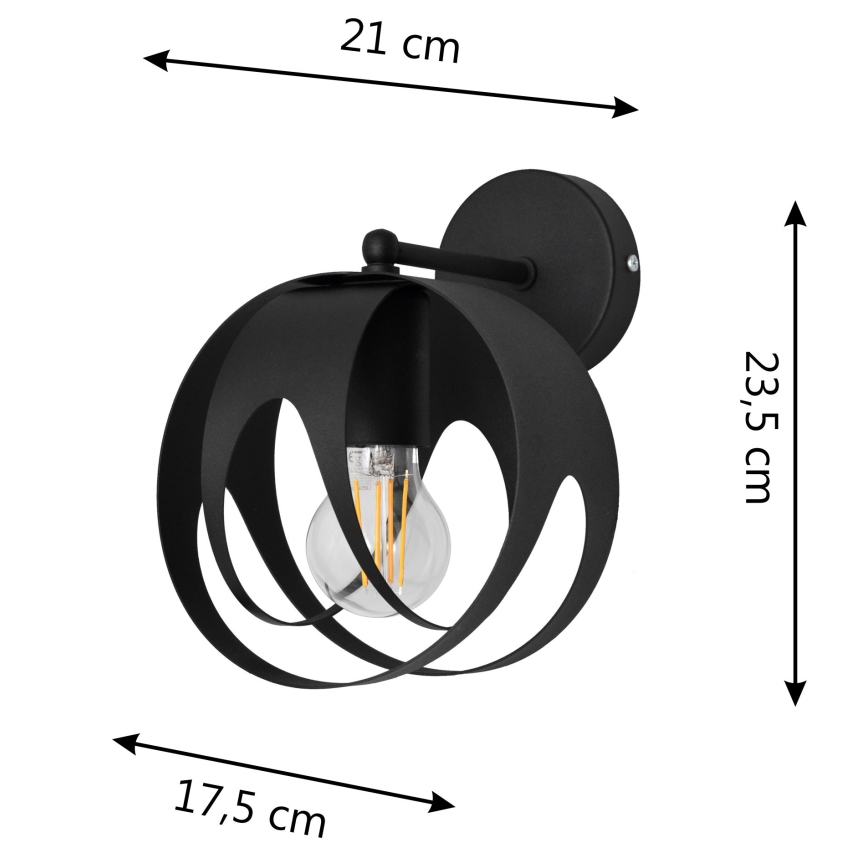 Φωτιστικό τοίχου MOONLIGHT 1xE27/15W/230V μαύρο