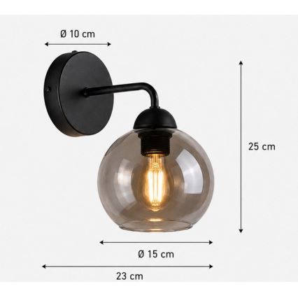 Φωτιστικό τοίχου OSMO 1xE27/60W/230V μαύρο