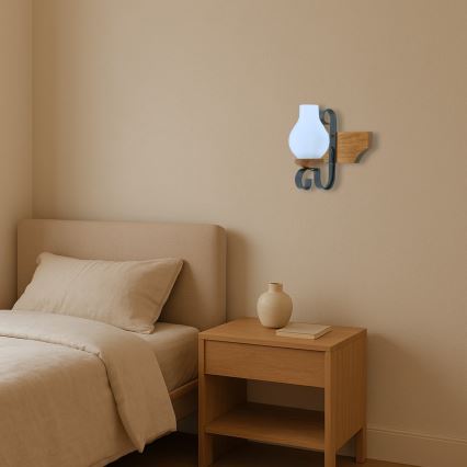 Φωτιστικό τοίχου QUEEN 1xE14/40W/230V οξιά