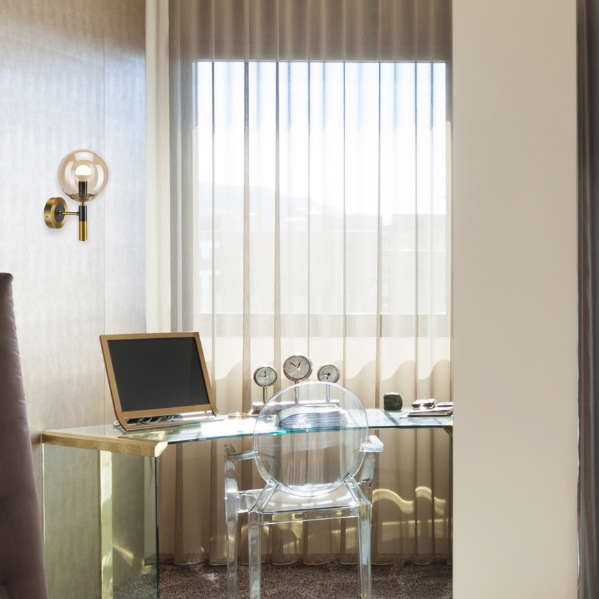 Φωτιστικό τοίχου ROLLO 1xE14/5W/230V χρυσό/φιμέ μπεζ