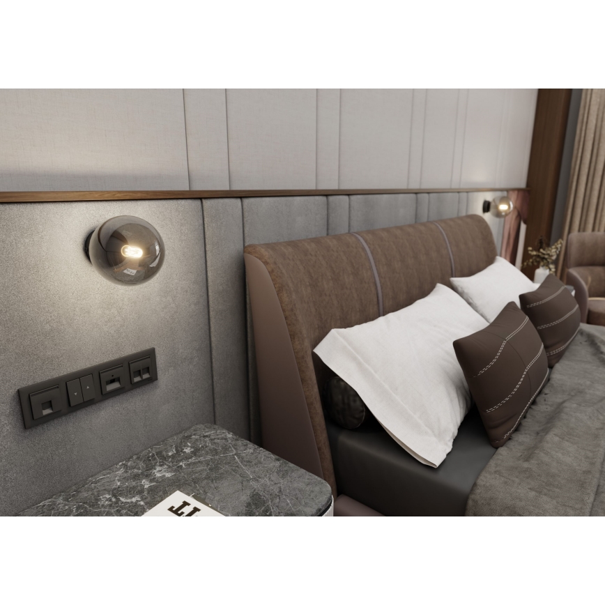 Φωτιστικό τοίχου ROSSI 1xE14/10W/230V μαύρο/γκρι