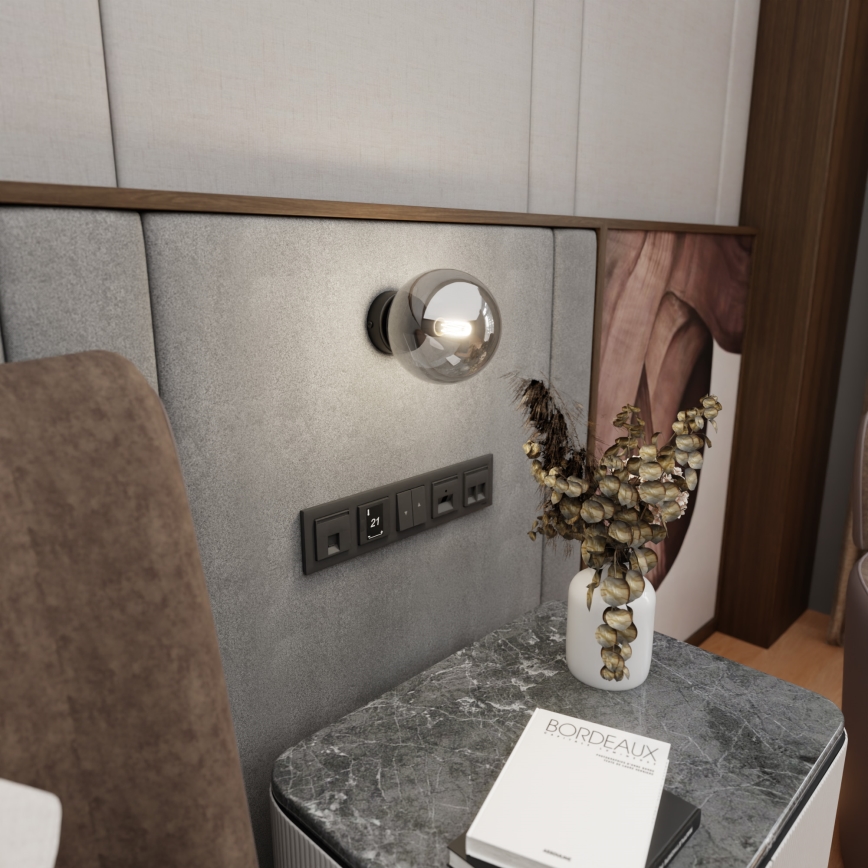 Φωτιστικό τοίχου ROSSI 1xE14/10W/230V μαύρο/γκρι