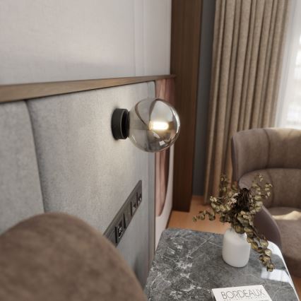 Φωτιστικό τοίχου ROSSI 1xE14/10W/230V μαύρο/γκρι