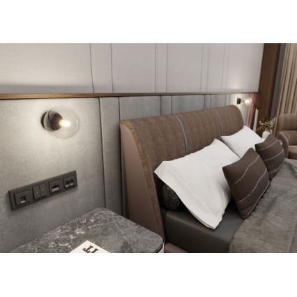 Φωτιστικό τοίχου ROSSI 1xE14/10W/230V μαύρο/διαφανές