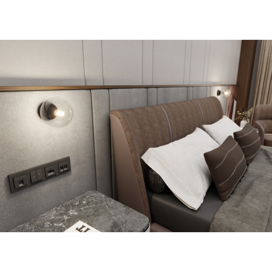 Φωτιστικό τοίχου ROSSI 1xE14/10W/230V μαύρο/διαφανές