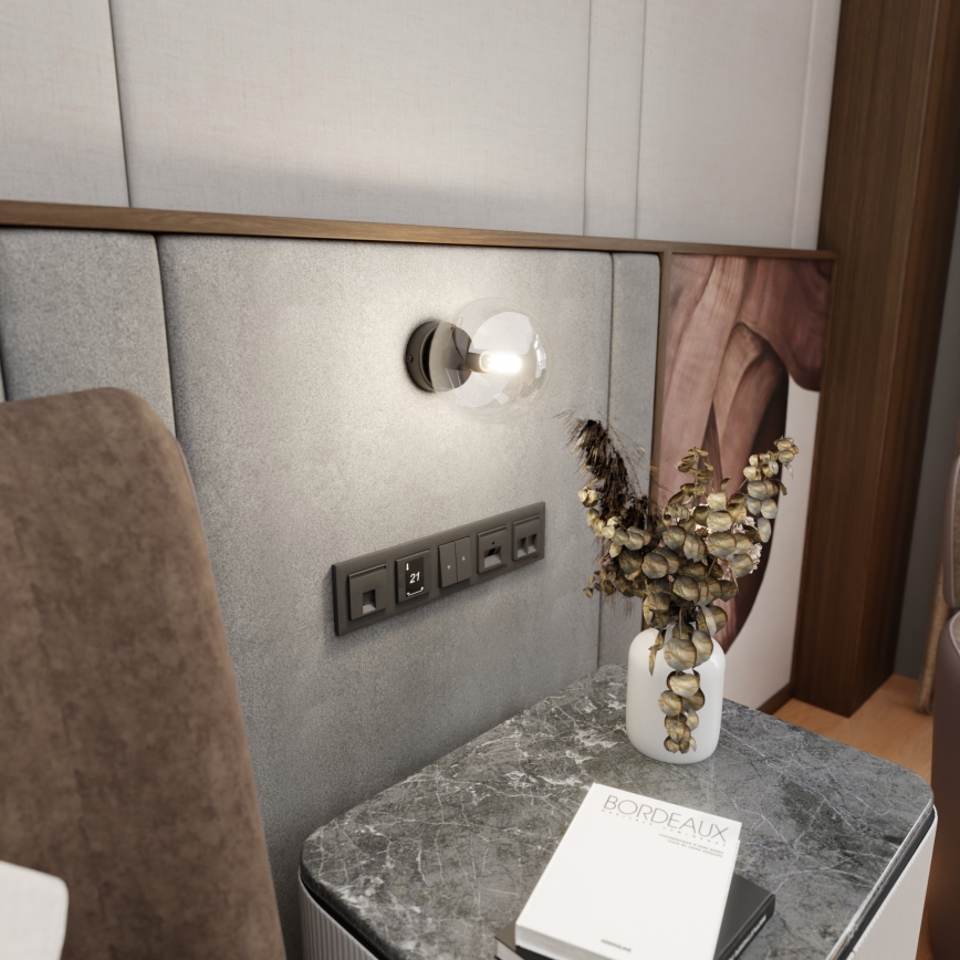 Φωτιστικό τοίχου ROSSI 1xE14/10W/230V μαύρο/διαφανές