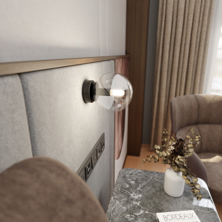 Φωτιστικό τοίχου ROSSI 1xE14/10W/230V μαύρο/διαφανές