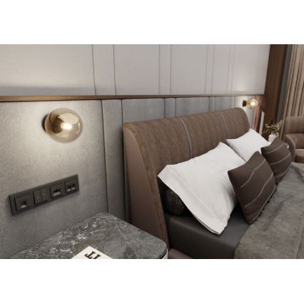 Φωτιστικό τοίχου ROSSI 1xE14/10W/230V μαύρο/μπεζ