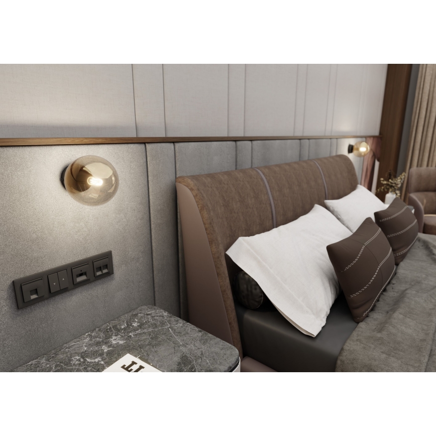 Φωτιστικό τοίχου ROSSI 1xE14/10W/230V μαύρο/μπεζ