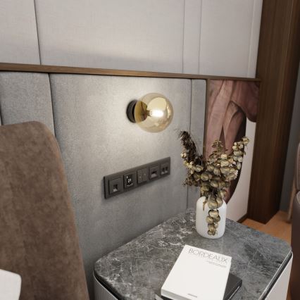 Φωτιστικό τοίχου ROSSI 1xE14/10W/230V μαύρο/μπεζ