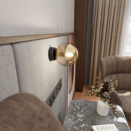 Φωτιστικό τοίχου ROSSI 1xE14/10W/230V μαύρο/μπεζ