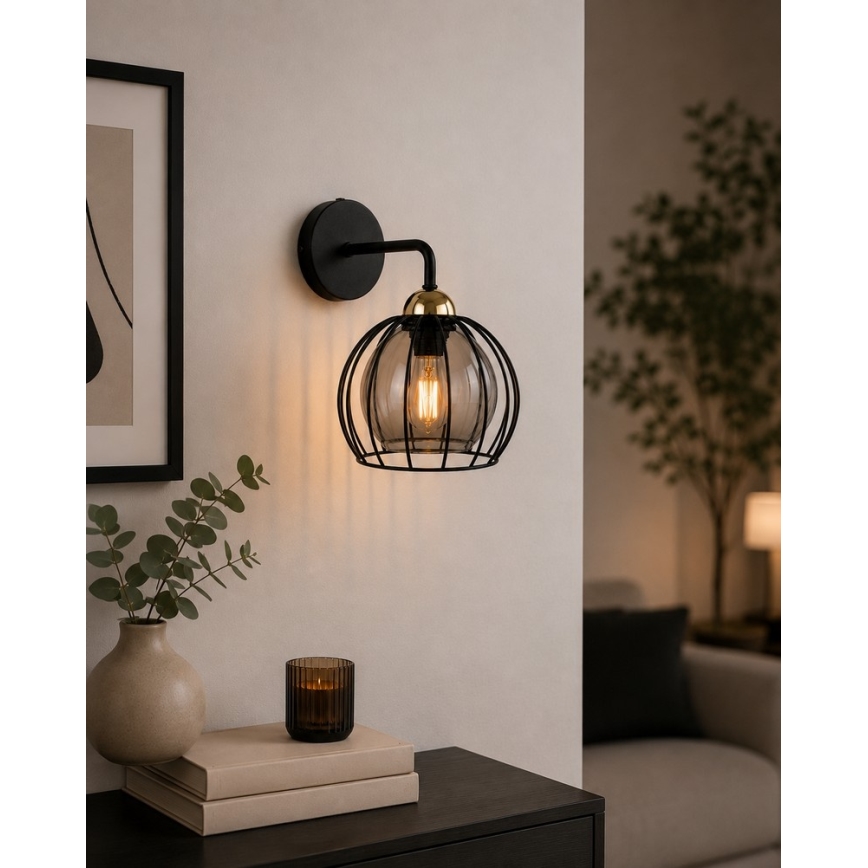 Φωτιστικό τοίχου SOLO BLACK 1xE27/60W/230V μαύρο/χρυσαφί