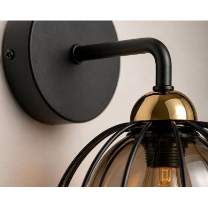 Φωτιστικό τοίχου SOLO BLACK 1xE27/60W/230V μαύρο/χρυσαφί