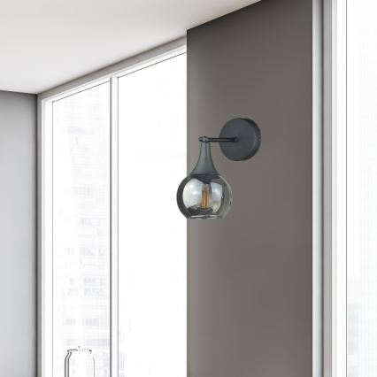 Φωτιστικό τοίχου STAR 1xE27/60W/230V μαύρο/φιμέ μαύρο