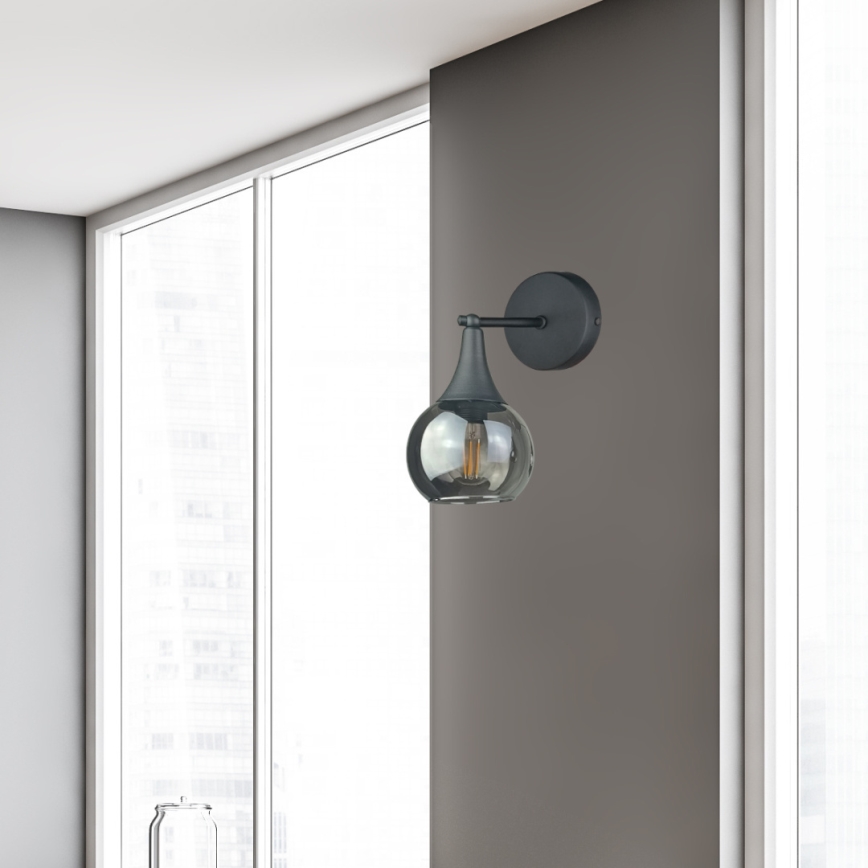 Φωτιστικό τοίχου STAR 1xE27/60W/230V μαύρο/φιμέ μαύρο