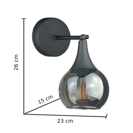 Φωτιστικό τοίχου STAR 1xE27/60W/230V μαύρο/φιμέ μαύρο