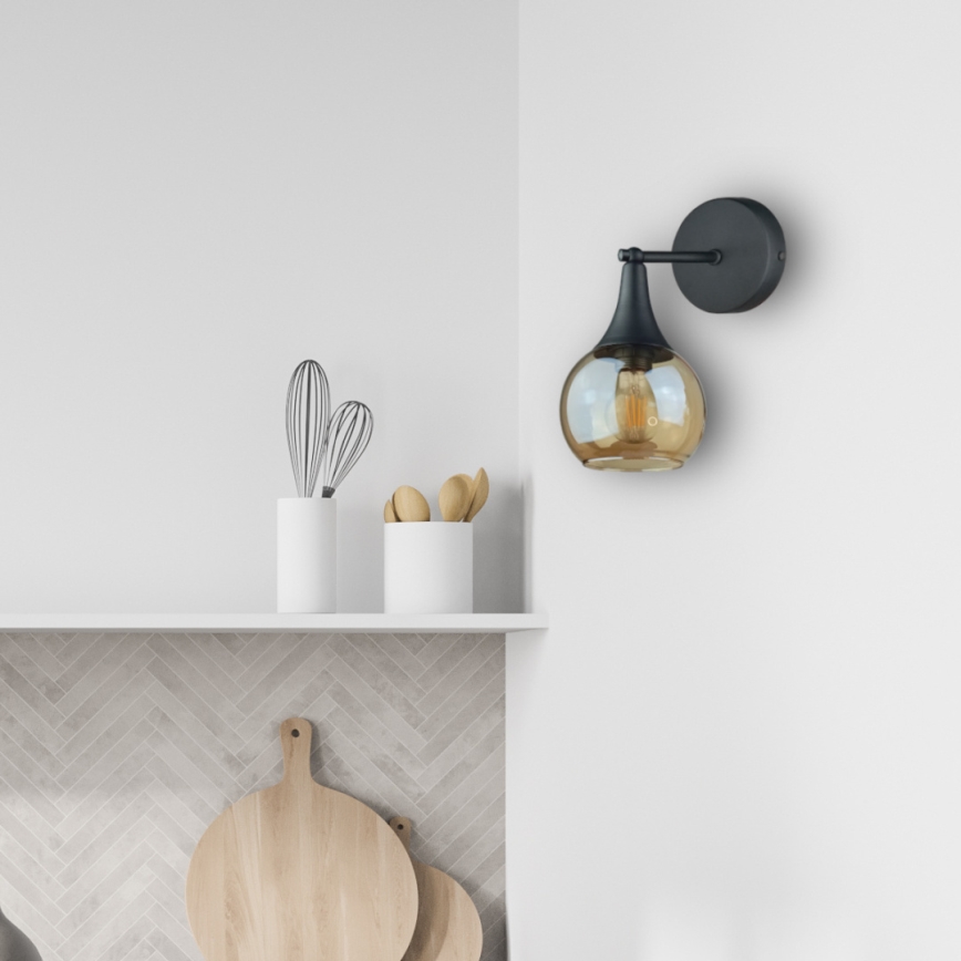 Φωτιστικό τοίχου STAR 1xE27/60W/230V μαύρο/φιμέ μπεζ