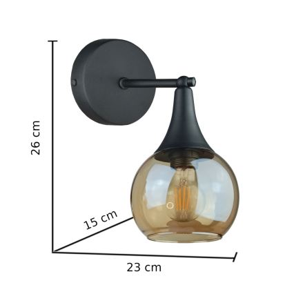 Φωτιστικό τοίχου STAR 1xE27/60W/230V μαύρο/φιμέ μπεζ