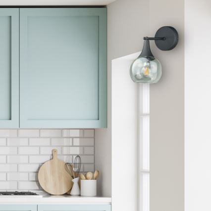 Φωτιστικό τοίχου STAR 1xE27/60W/230V μαύρο/διαφανές