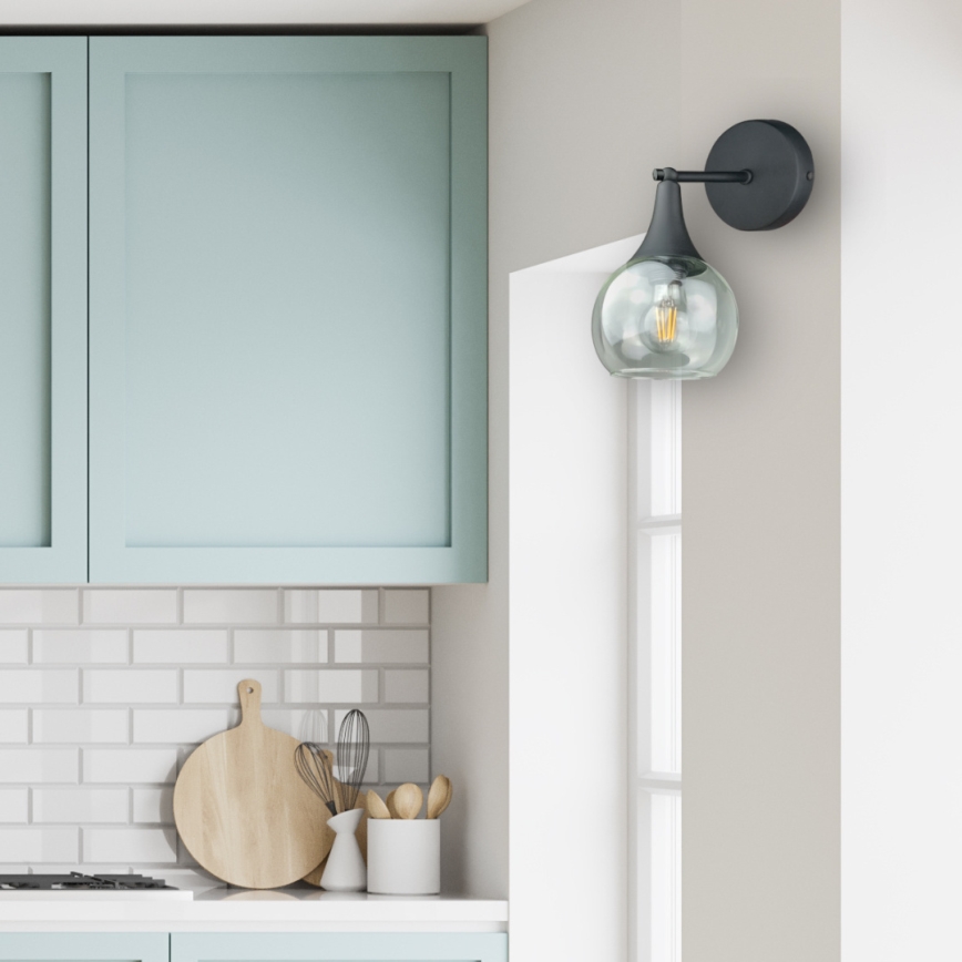 Φωτιστικό τοίχου STAR 1xE27/60W/230V μαύρο/διαφανές