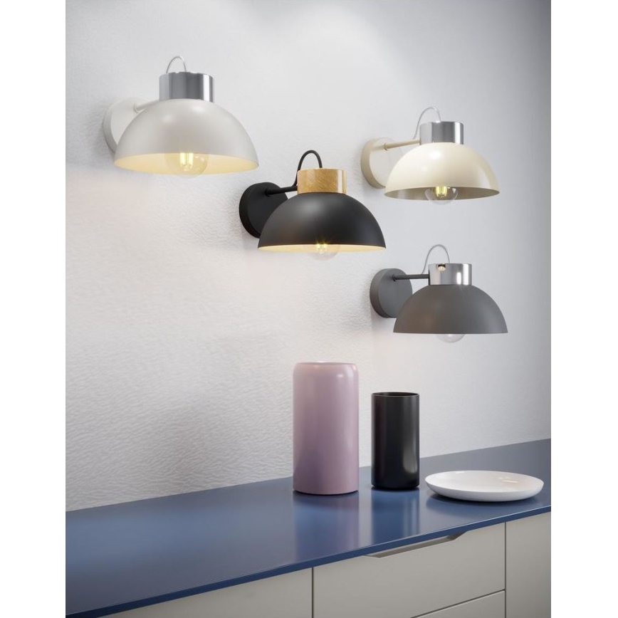 Φωτιστικό τοίχου TEDI 1xE27/60W/230V μπεζ/γυαλιστερό χρώμιο