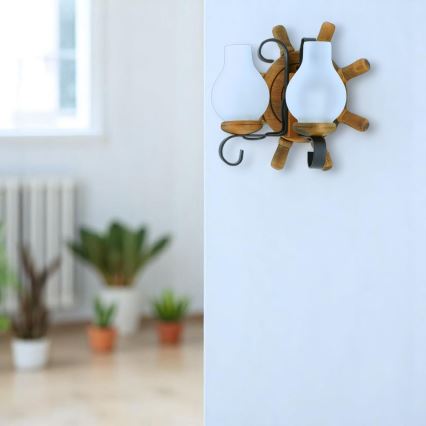 Φωτιστικό τοίχου TIMONA 2xE14/40W/230V οξιά