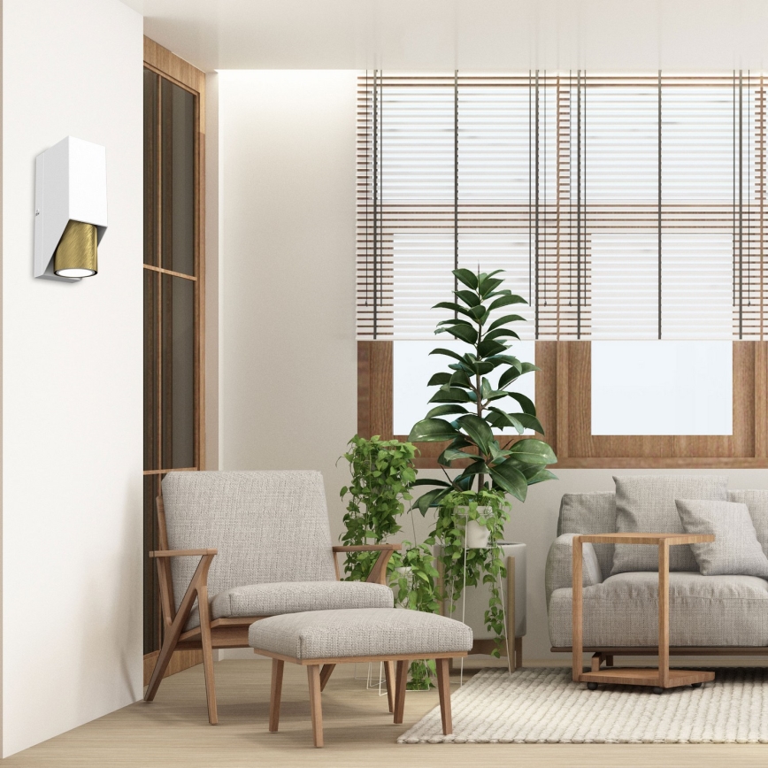 Φωτιστικό τοίχου WALL 1xGU10/8W/230V λευκό/ορείχαλκος