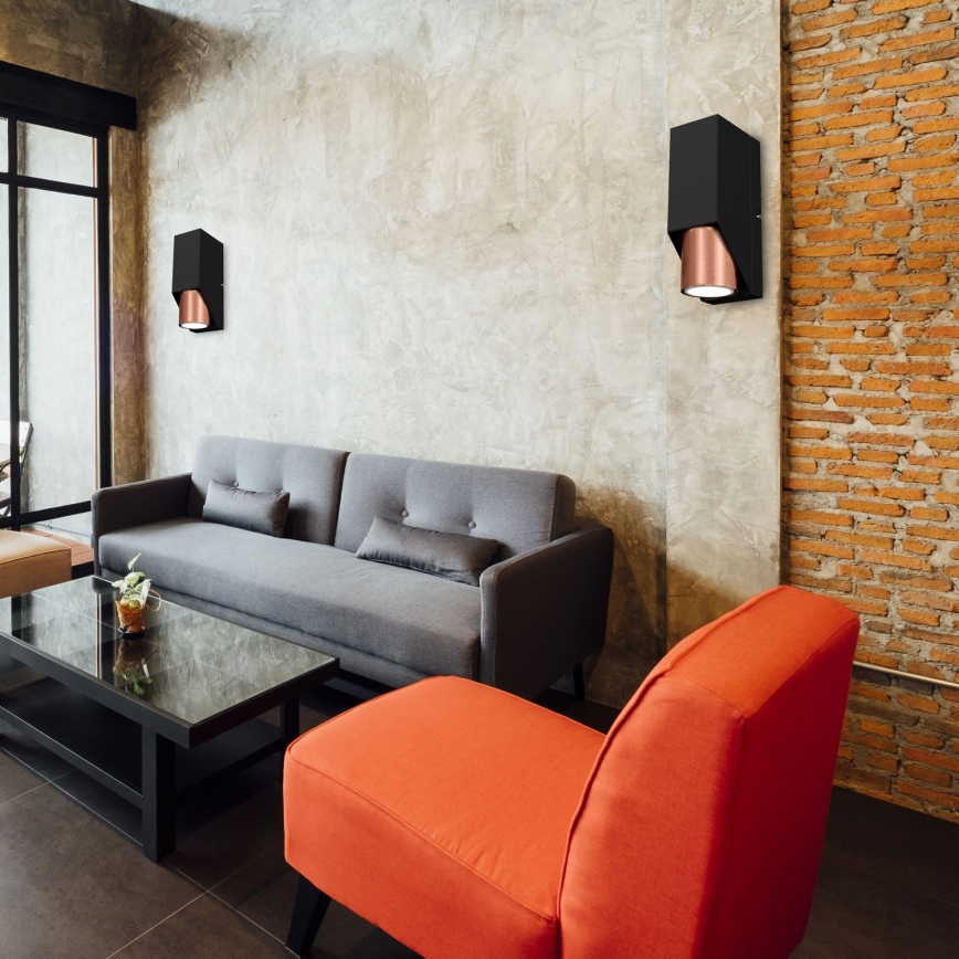 Φωτιστικό τοίχου WALL 1xGU10/8W/230V μαύρο/χαλκός