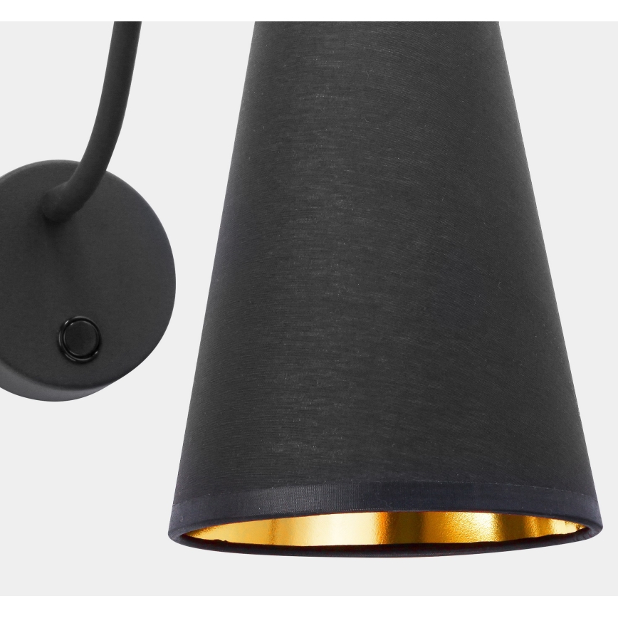 Φωτιστικό τοίχου WIRE 1xE27/15W/230V μαύρο/χρυσό