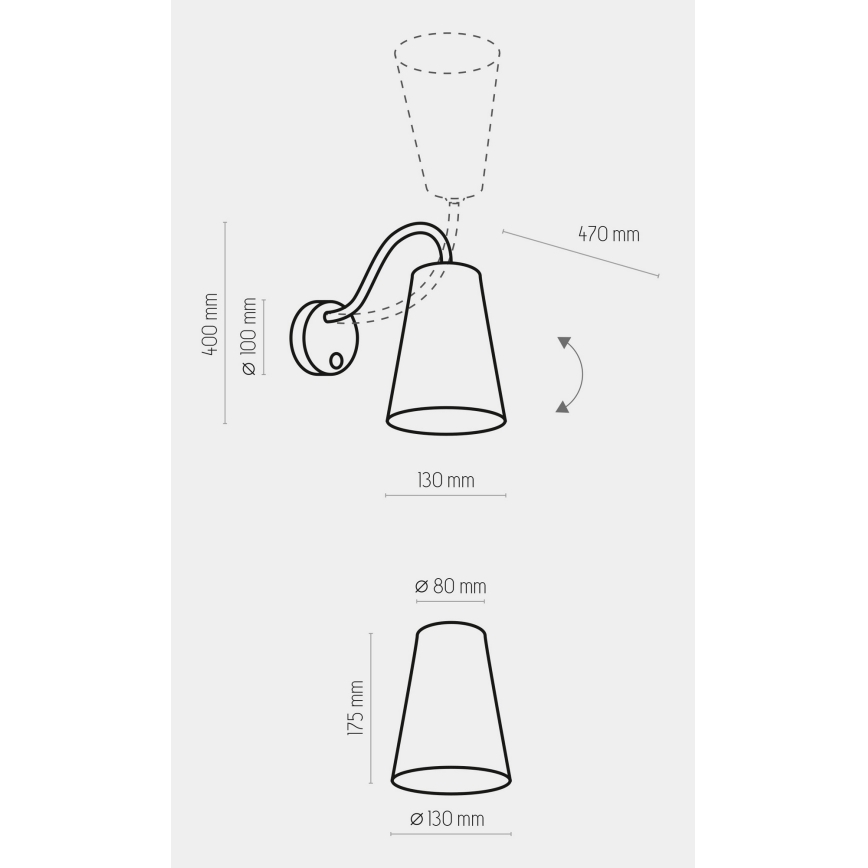 Φωτιστικό τοίχου WIRE 1xE27/15W/230V μαύρο/χρυσό