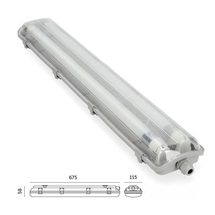Φωτιστικό εργασίας φθορίου LED T8 2xG13/9W/230V 4000K IP65 67,5 cm