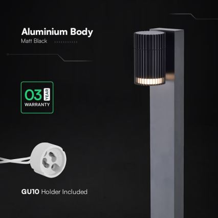Φωτιστικό εξωτερικού χώρου 1xGU10/10W/230V IP44 50 cm μαύρο