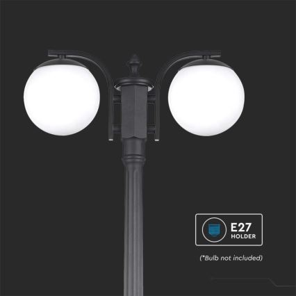 Φωτιστικό εξωτερικού χώρου 2xE27/60W/230V IP44 199 cm μαύρο