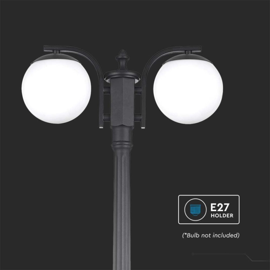 Φωτιστικό εξωτερικού χώρου 2xE27/60W/230V IP44 199 cm μαύρο