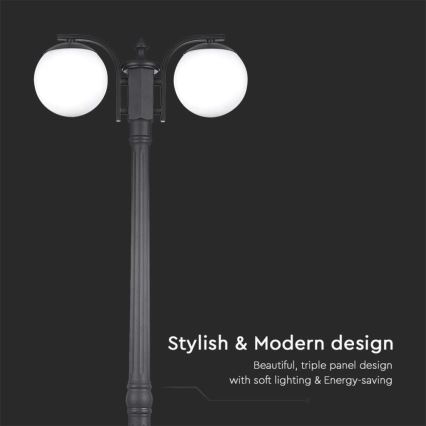 Φωτιστικό εξωτερικού χώρου 2xE27/60W/230V IP44 199 cm μαύρο