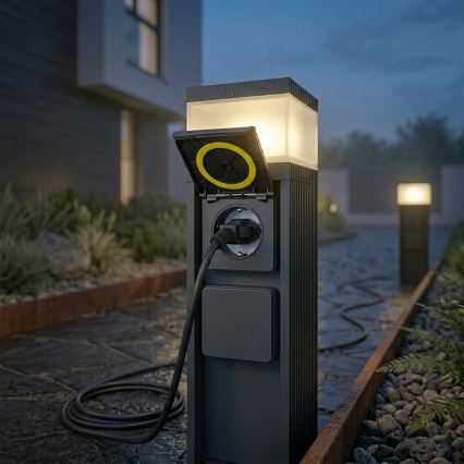 Φωτιστικό εξωτερικού χώρου με 2 πρίζες VESPER 1xG9/5W/230V IP44 30 cm μαύρο