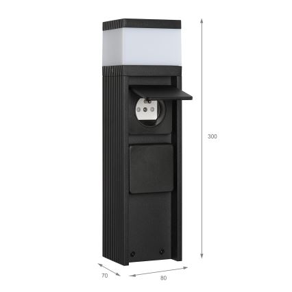 Φωτιστικό εξωτερικού χώρου με 2 πρίζες VESPER 1xG9/5W/230V IP44 30 cm μαύρο