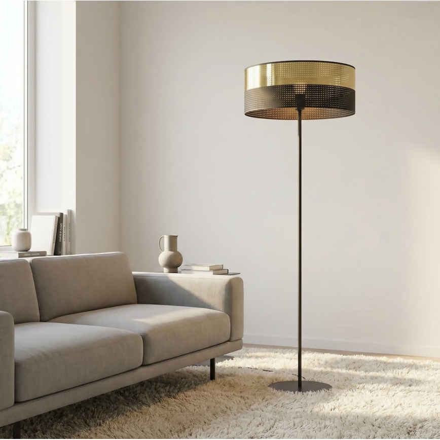 Φωτιστικό δαπέδου LUX 1xE27/15W/230V μαύρο/χρυσό