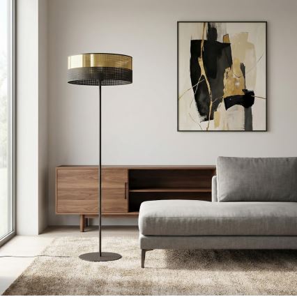 Φωτιστικό δαπέδου LUX 1xE27/15W/230V μαύρο/χρυσό
