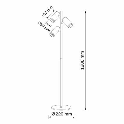 Φωτιστικό δαπέδου PARIS 3xGU10/12W/230V μαύρο