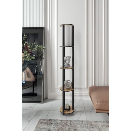 Φωτιστικό δαπέδου με ράφια 1xE27/40W/230V 150 cm μαύρο/καφέ