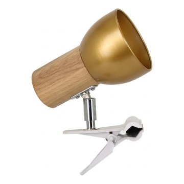 Φωτιστικό με κλιπ SVENDA 1xE27/60W/230V δρυς/χρυσό