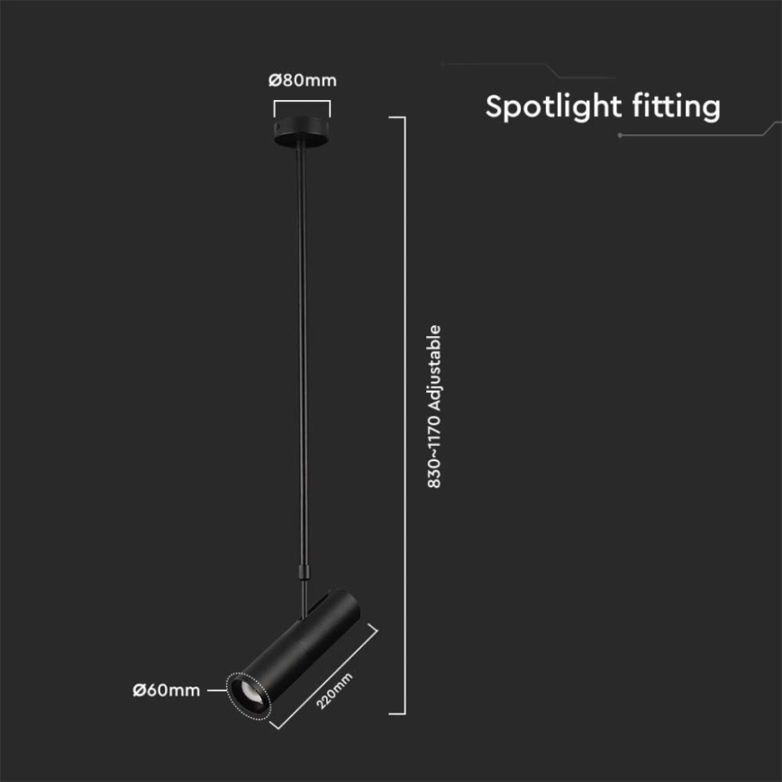 Φωτιστικό οροφής με βραχίονα 1xGU10/35W/230V μαύρο