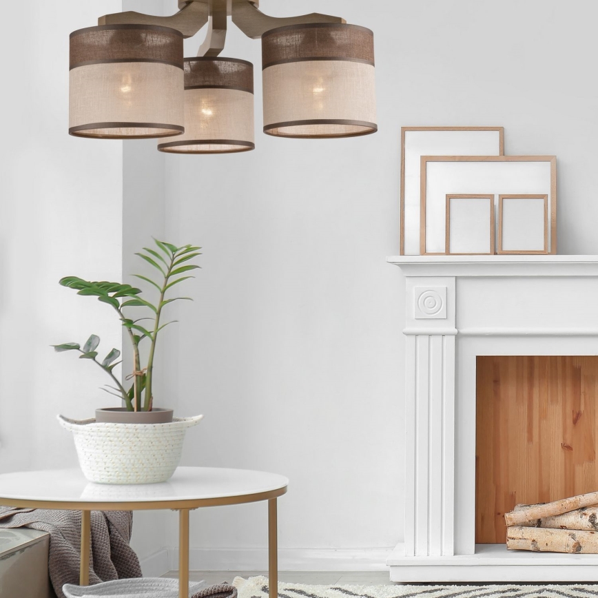 Επιτοίχιο φωτιστικό ANDREA 3xE27/60W/230V οξιά