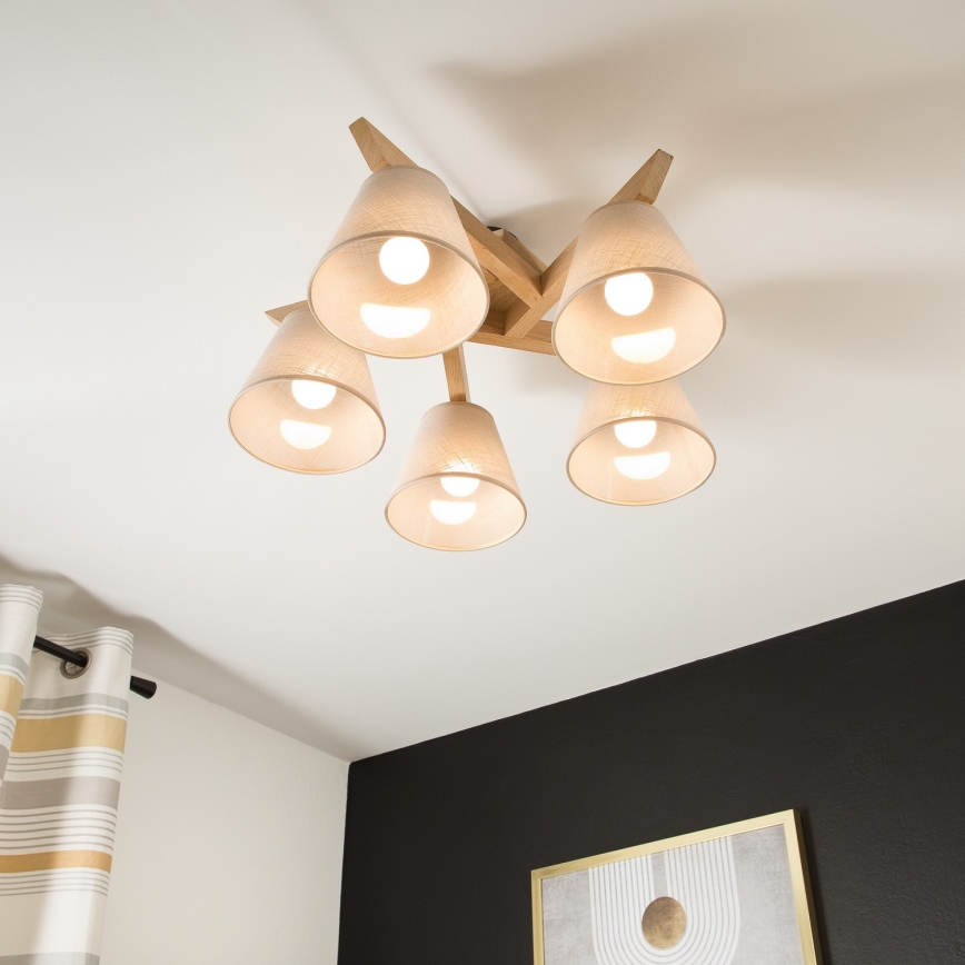 Απλίκα οροφής ANTONIO 5xE14/40W/230V δρυς