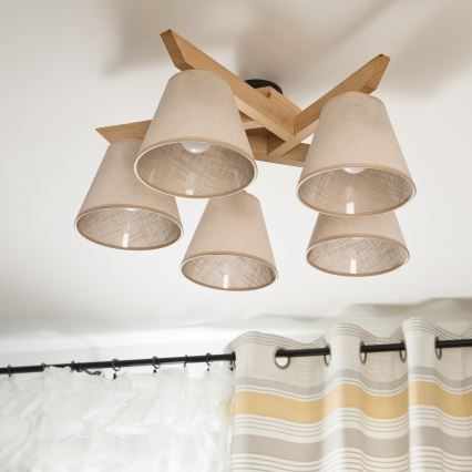 Απλίκα οροφής ANTONIO 5xE14/40W/230V δρυς