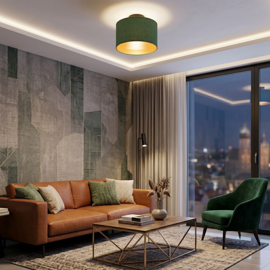 Φωτιστικό οροφής ARDEN 1xE27/15W/230V, διάμετρος 25 εκ., πράσινο