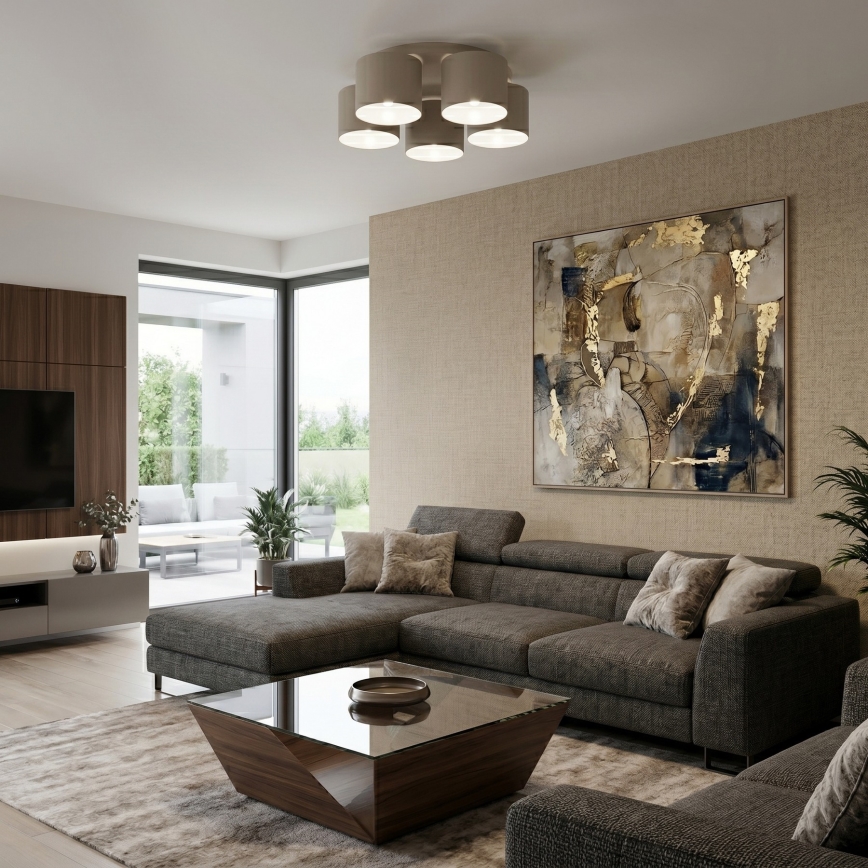 Φωτιστικό οροφής ARDEN 5xE27/15W/230V, διάμ. 44 εκ., μπεζ