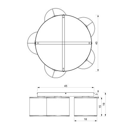 Φωτιστικό οροφής ARDEN 5xE27/15W/230V, διάμ. 44 εκ., μπεζ